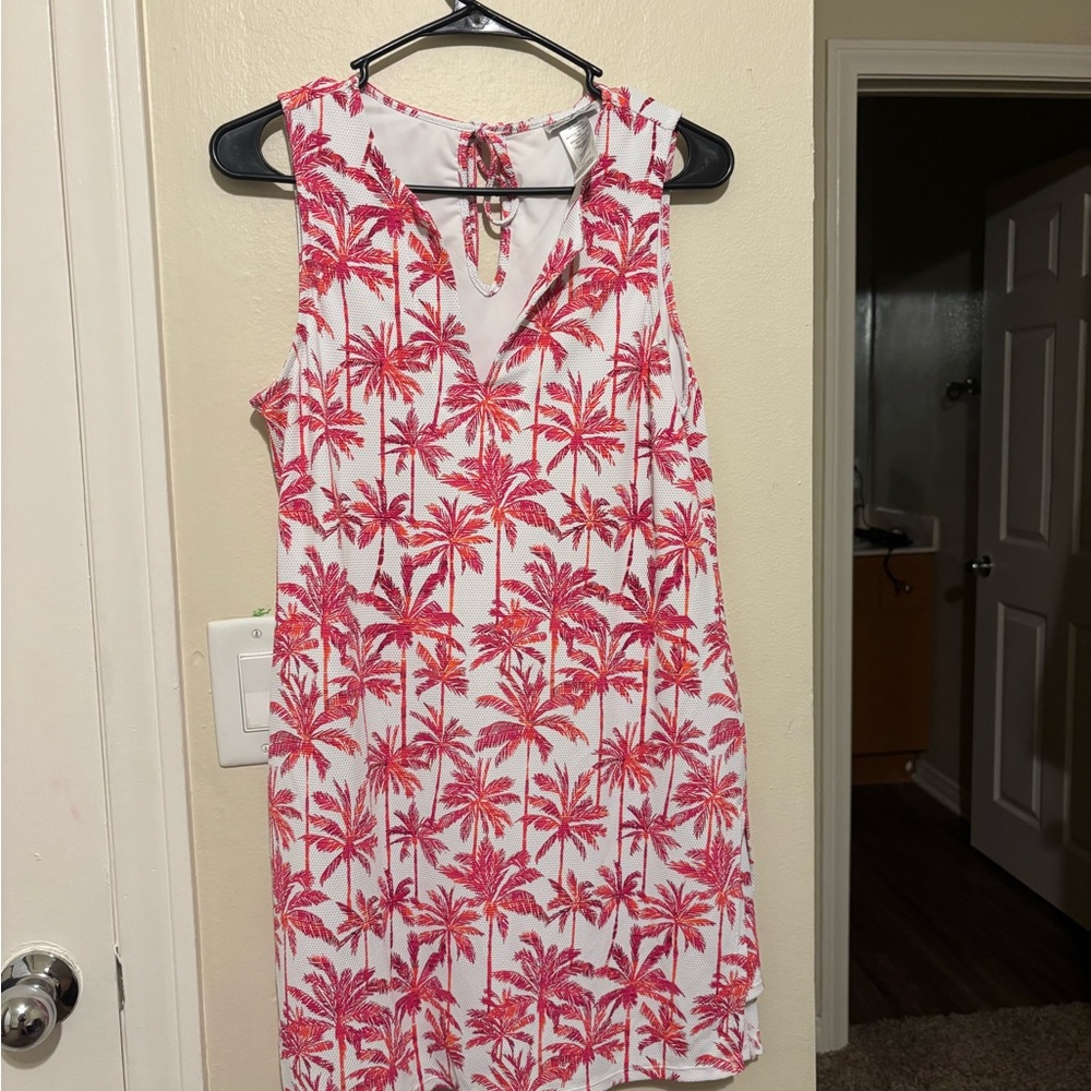 Tommy Bahama Pink and White Palm Print Romper